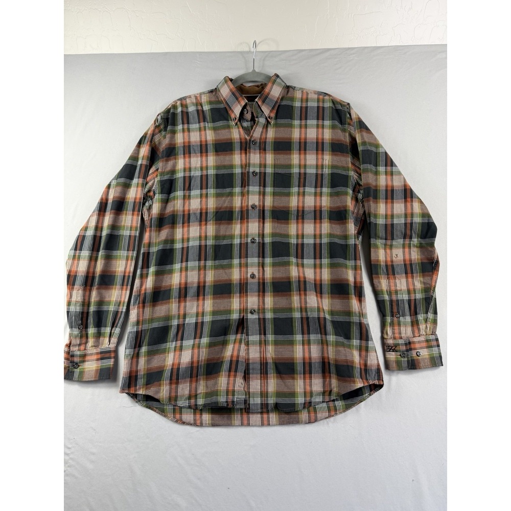 cutter & buck earth toned flannel ls dress shirt, men's medium